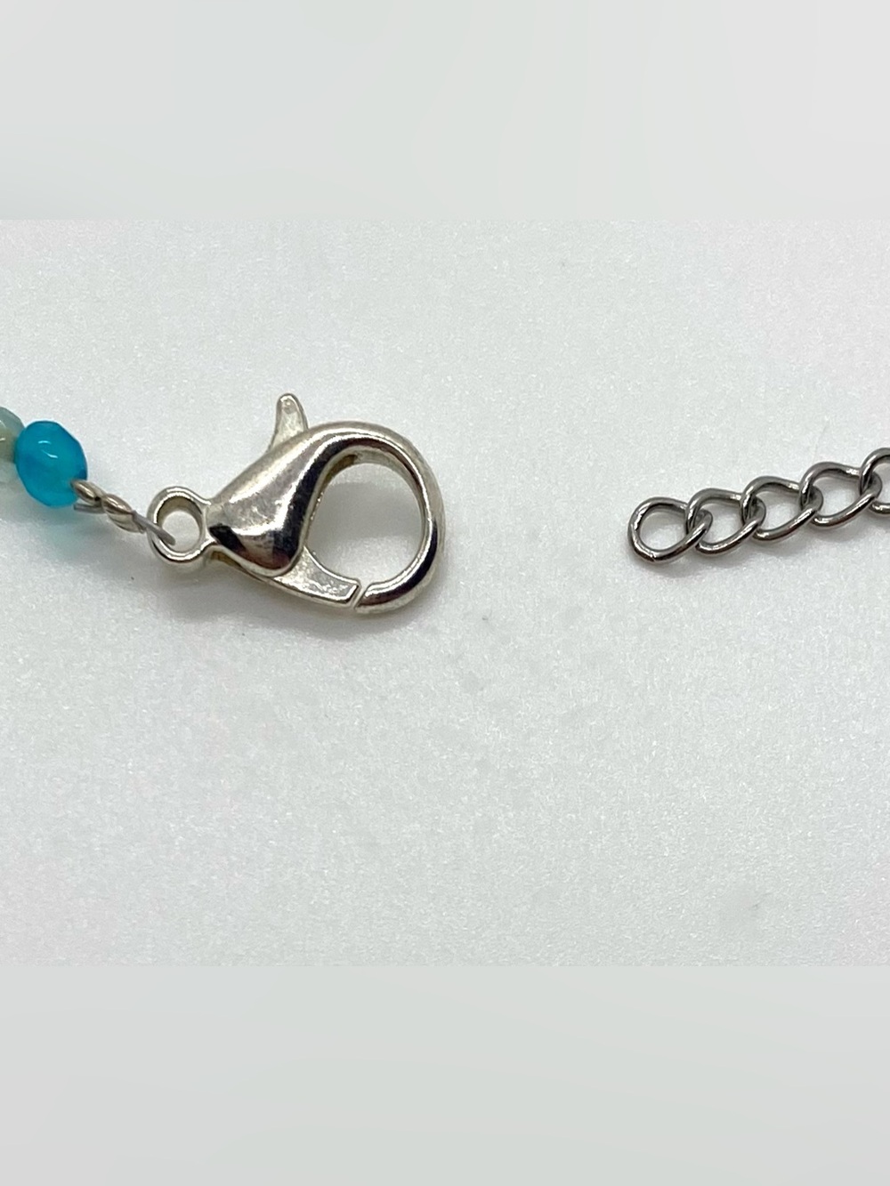 Blue Beaded Necklace Silver Pearl Charm Boho Y2K Fairy Festival Coastal Beach - Picture 8 of 12